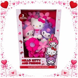 Hello Kitty and Friends 12" Plush Valentine's Bouquet 9‎ Plush Included Sanrio